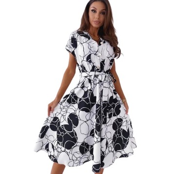 ELEGANCKA SUKIENKA VINTAGE MIDI WZORY SUKNIA XL 42