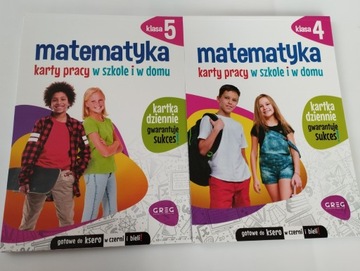 2x KARTY PRACY 5 Matematyka kl 4-5. Nauka w domu i szkole Greg Nowość