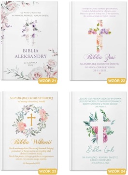 BIBLIA z imieniem prezent na Komunię Pamiątka I Komunia Święta RÓŻNE WZORY