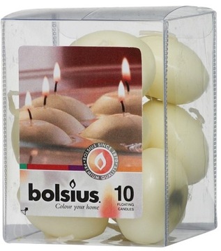 BOLSIUS Świece Świeczki Pływające KREMOWE 10 sztuk
