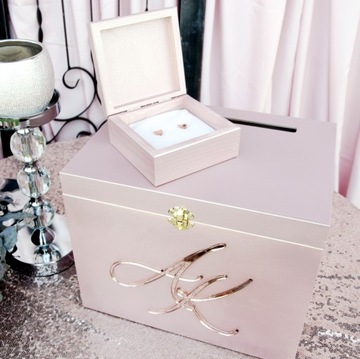 Большая шкатулка КОНВЕРТ, розовое золото, гламурная свадьба