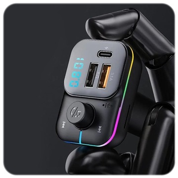Bluetooth FM-передатчик, автомобильное зарядное устройство 25 Вт, черный + кабель
