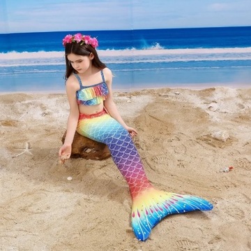 ХВОСТ РУСАЛОЧКИ КУПАЛЬНИК РУСАЛОЧКИ КОСТЮМ РУСАЛКИ 5В1 122 / 128 СМ