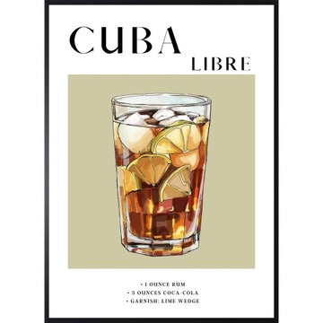 PLAKAT OBRAZ 50x70 PRZEPIS NA DRINK CUBA LIBRE DO BARU RESTAURACJI KUCHNI