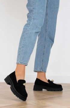 ЧЕРНЫЕ ЗАМШЕВЫЕ ЛОФЕРЫ НА ПЛАТФОРМЕ 41