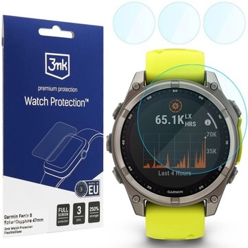 3x Szkło Hybrydowe 3mk Watch Protect do Garmin Fenix 8 47mm Solar, Sapphire