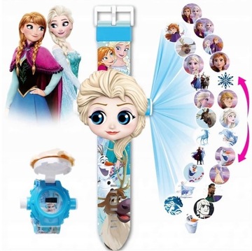 zegarek ELSA KRAINA LODU FROZEN z projektorem 3D obrazki z bajki