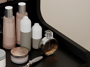 Elecwish Vanity Tharging Tharging Sasting со светодиодным зеркалом 3 ящиками и черным табуреткой