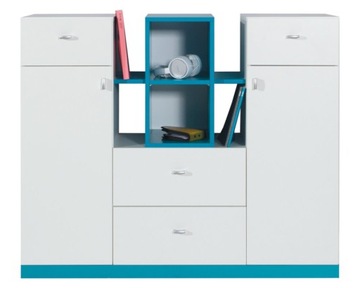 Pojemna komoda dla dziecka biały + niebieski