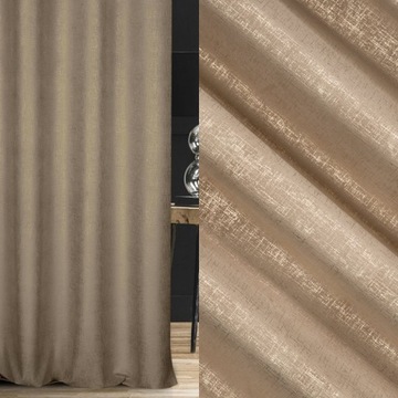 ZASŁONA NA METRY VELVET 3 PLUSZ KAWOWY + ZŁOTO 145 cm