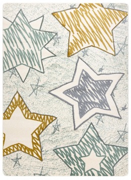 Ковер PETIT 3D 80x150 STARS со звездами горчично-зеленый фисташковый