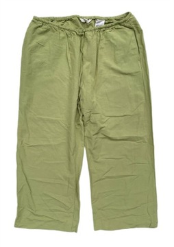 Spodnie L 40 Zielone Len Lniane H&M Proste Nogawki