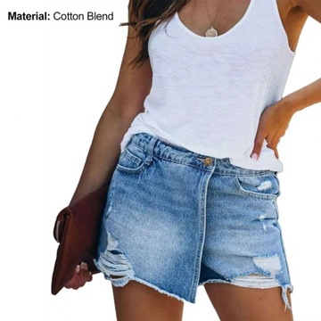 denim shorts jeans Women Shorts Ripped Solid Color