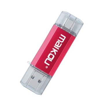Pamięć flash USB 3.0 3-w-1 o pojemności 64 GB i USB typu C