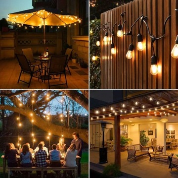 СВЕТЛАЯ САДОВАЯ ГИРЛЯНДИЯ 10 м + 10 светодиодных лампочек E27 - ВОДОНЕПРОНИЦАЕМОСТЬ IP65