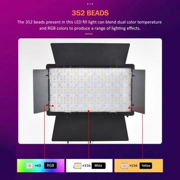 U600 RGB 36 Вт Полноцветный светодиодный светильник для фотосъемки