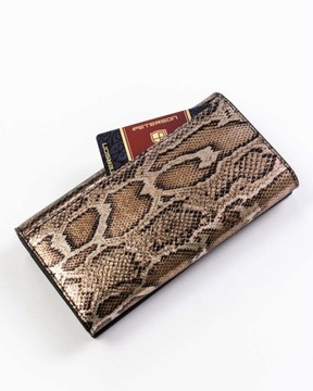Lakierowany portfel damski skórzany ze wzorem wężowej skóry Peterson