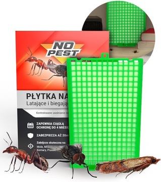 PŁYTKA NA MOLE MUCHY KOMARY KARALUCHY MRÓWKI PCHŁY PLUSKWY PRUSAKI NO PEST
