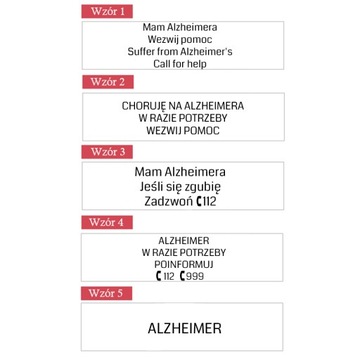 Медицинский браслет с гравировкой Болезнь АЛЬЦГЕЙМЕРА Цвета
