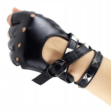 Черные кожаные перчатки, целующиеся панковские варежки.