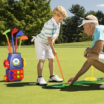 ДЕТСКИЙ МИНИ-ГОЛЬФ НАБОР ДЛЯ ГОЛЬФА С ПЕРЕНОСКОЙ КУБИКОВ И МЯЧИКОВ ДЛЯ ГОЛЬФА