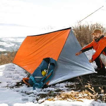 ЛЕГКАЯ ТЕПЛОВАЯ СПАСАТЕЛЬНАЯ ПАЛАТКА FOIL OF LIFE BLACKET TARPET SURVIVAL NRC