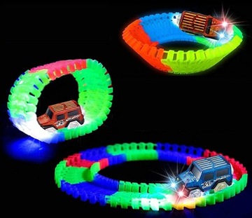 TOR SAMOCHODOWY ŚWIECĄCY 360el + 2 AUTKA MAGIC TRACKS MOST 1808