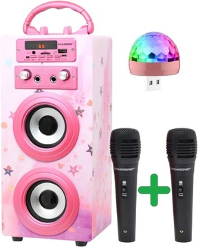 Dynasonic Karaoke, lampa, 2 mikrofony, radio, bluetooth, USB, 20h