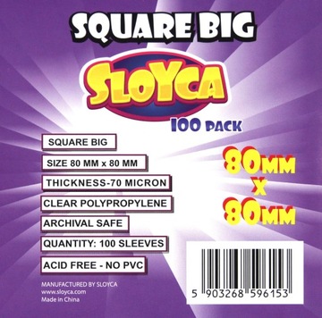 Sloyca Koszulki na karty Square Big 80x80 100 szt