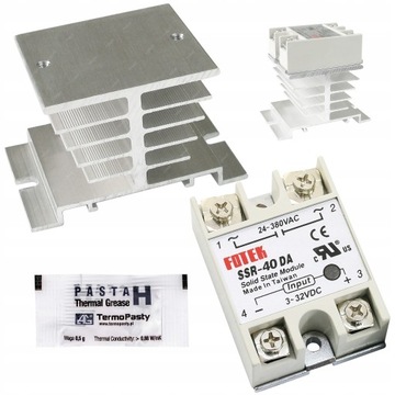 PRZEKAŹNIK SSR 40A DA DC-AC FOTEK + RADIATOR DO PRZEKAŹNIKA + PASTA TERMO