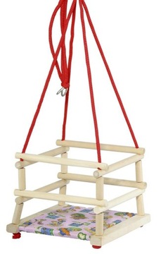 HUŚTAWKA DREWNIANA Z PODUSZKĄ, BĄCZEK