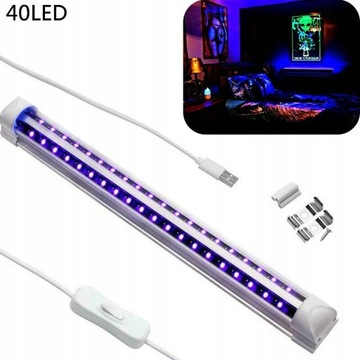 Taśma USB 40 LED UV 5V Tuba Ledowa Świetlówka KTV