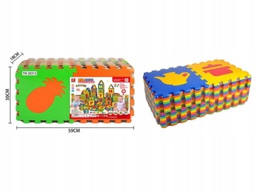 DUŻE PUZZLE PIANKOWE XXL 36 sztuk MATA 180x180cm