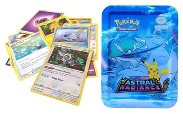 КАРТЫ ПОКЕМОНЫ МЕТАЛЛ.БАНКА 40 КАРТ + ФИГУРКИ ПОКЕМОНОВ 24 ШТ.