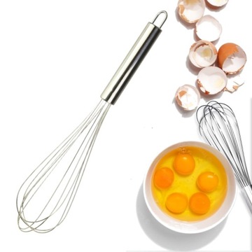 TRZEPACZKA UBIJACZKA DO JAJEK CIASTA RÓZGA STAL NIERDZEWNA 25,5cm