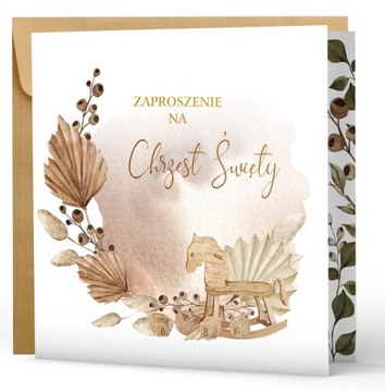 ZAPROSZENIA na chrzest PAPIER PERŁOWY + koperta