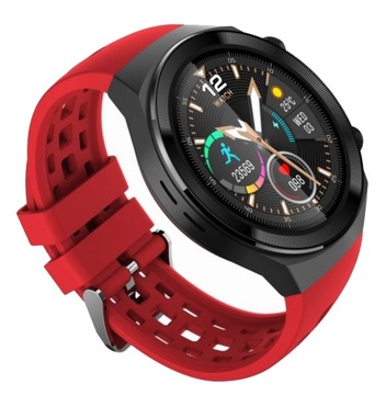 Smartwatch na czerwonym pasku silikonowym Rubicon RNCE68 Bluetooth call