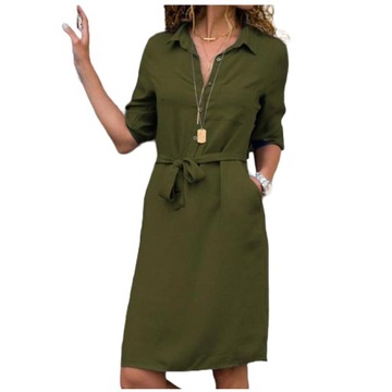 SUKIENKA ELEGANCKA LETNIA DAMSKA MIDI KOSZULOWA L
