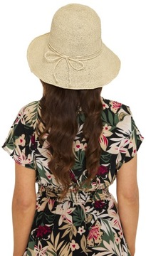 ЭКО СОЛОМЕННАЯ ШАПКА-ВЕДРО с бантиком