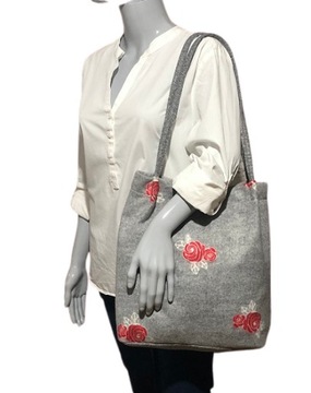 TORBA WOREK TOREBKA SZHOPERKA FLAUSZ KWIATY