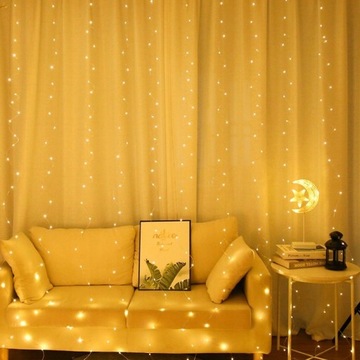 KURTYNA ŚWIETLNA LED - BARWA CIEPŁA 3m x 3m
