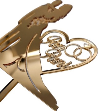 Золотой топпер для свадебного торта, фигурка жениха и невесты, фигурка мистера миссис, золотое зеркало