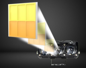 МОТОЦИКЛЕТНАЯ РАБОЧАЯ ЛАМПА HALOGEN QUAD LED DUAL, 2 ЦВЕТА СВЕТА, 60 ВТ, 2 шт.