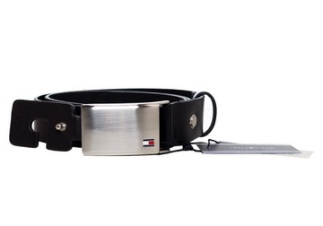 TOMMY HILFIGER PASEK DO SPODNI PLAQUE BELT ADJ 3,5 CM CZARNY r.115