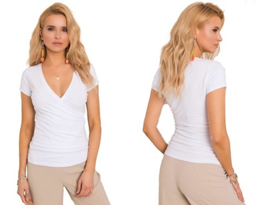 Bawełniana KOSZULKA DAMSKA dekolt T-SHIRT - L