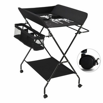 15 кг Складной пеленальный столик черный + колеса