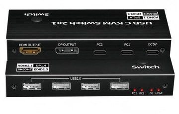 PRZEŁĄCZNIK KVM USB typ C 2x1 HDMI SWITCH 8K/60HZ 2 Komputery