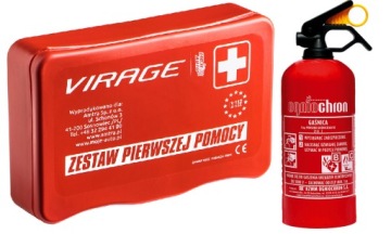 Fire extinguisher car powder fire protection bc 1kg + first aid kit car, №1