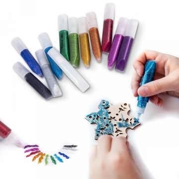 ГЛИТТЕР ГЛИТТЕР 12 ЦВЕТОВ 6 мл KIDEA