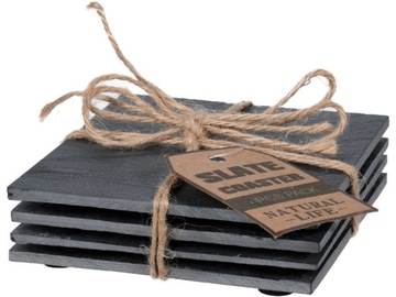 KWADRATOWY ŁUPEK 10 x 10 cm Kamienna podstawka pod kubek - 4 sztuki
